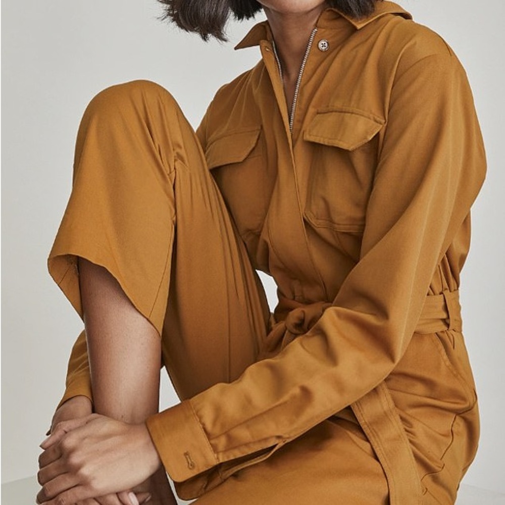 Elizabeth and James Mustard Yellow Ochre Utility Jumpsuit XS